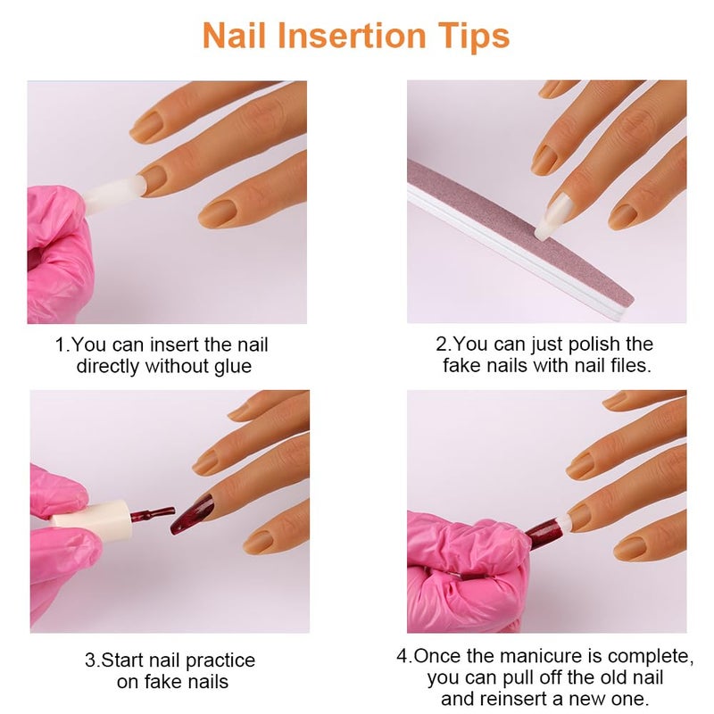 KnowU Practice Hand for Acrylic Nails with Stand Bracket, Silicone Fake Hands to Practice Fake Nails Mannequin Hand for Nails Practice and Nail Art Single Right Hand Color 4# - Image 3